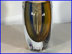 Kosta Boda Signed Goran Wharff Mirage Art Glass Vase. Colour Blue. Stunning