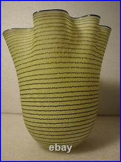 Kosta Boda Signed Ulrica Hydman Vallien Art Glass Handkerchief Ribbon Vase