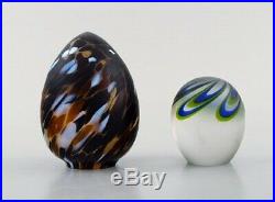 Kosta Boda. Six eggs in colored art glass. Swedish design, late 20th C