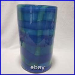 Kosta Boda Style Vase Heavy Large Blue/Green 10