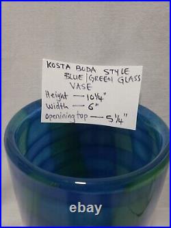 Kosta Boda Style Vase Heavy Large Blue/Green 10