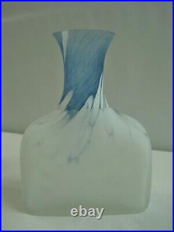Kosta Boda Sweden Art Glass Fleur 7 Bottle Vase Blue White Monica Backstrom