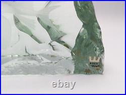 Kosta Boda Sweden Art Glass Glacier Iceberg Flying Fish Sculpture Paperweight