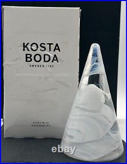 Kosta Boda Sweden Art Glass Tree Cone Atoll White Swirl Christmas Anna Ehrner B