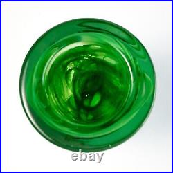 Kosta Boda Sweden Atoll Vase Green Art Glass Swirl Anna Ehrner SIGNED