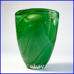 Kosta Boda Sweden Atoll Vase Green Art Glass Swirl Anna Ehrner SIGNED