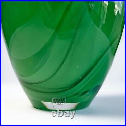 Kosta Boda Sweden Atoll Vase Green Art Glass Swirl Anna Ehrner SIGNED