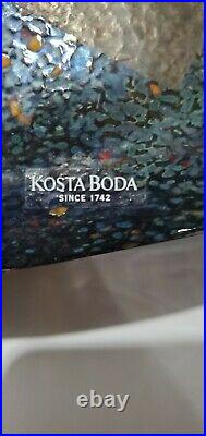 Kosta Boda Sweden Bertil Vallien Extra Lg Art Glass Bottle/Vase Blue Modern Art