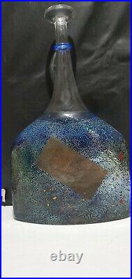 Kosta Boda Sweden Bertil Vallien Extra Lg Art Glass Bottle/Vase Blue Modern Art