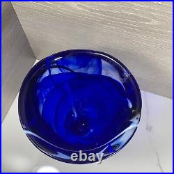 Kosta Boda Sweden Cobalt Blue Atoll 7 5/8 Vase Sticker & Signed 6 lb