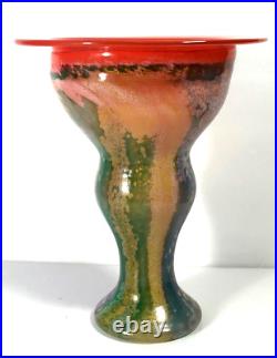 Kosta Boda Sweden Kjell Engman 10 Studio Art Glass Can Can Red Vase Signed