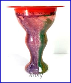 Kosta Boda Sweden Kjell Engman 10 Studio Art Glass Can Can Red Vase Signed