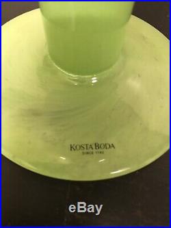 Kosta Boda Sweden Open Minds Green Footed Glass Vase By Ulrica Hydman Vallien