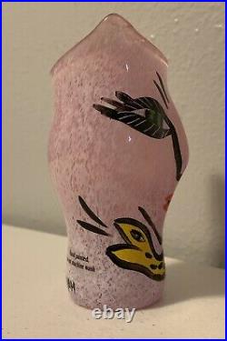 Kosta Boda Sweden Open Minds Pink Hand Painted Blown & Signed Glass Mini Vase