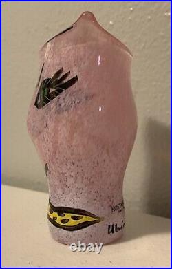Kosta Boda Sweden Open Minds Pink Hand Painted Blown & Signed Glass Mini Vase