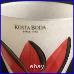 Kosta Boda, Sweden Red Tulip Vase-Hand Painted Ulrica Hydman Vallien-26 cm