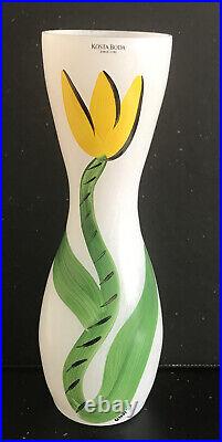 Kosta Boda, Sweden Yellow Tulip Vase-Hand Painted Ulrica Hydman Vallien-26 cm