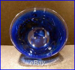 Kosta Boda Swedish Art Glass Blue Bowl, Signed by Bertil Vallien MINT