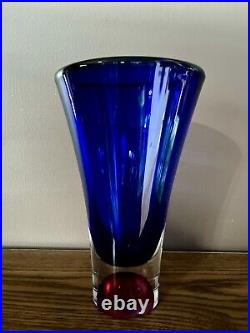 Kosta Boda Swedish Art Glass Vase Goran Warff Signed Numbered