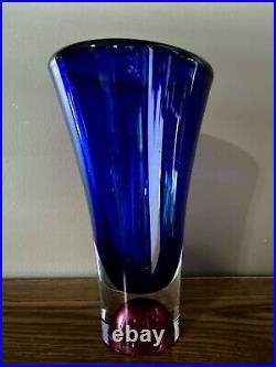 Kosta Boda Swedish Art Glass Vase Goran Warff Signed Numbered