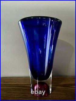 Kosta Boda Swedish Art Glass Vase Goran Warff Signed Numbered