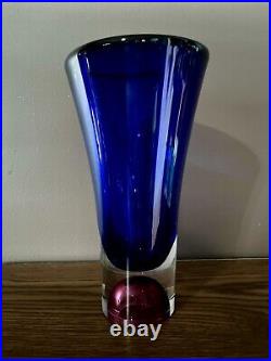 Kosta Boda Swedish Art Glass Vase Goran Warff Signed Numbered