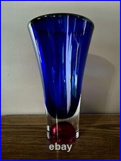 Kosta Boda Swedish Art Glass Vase Goran Warff Signed Numbered