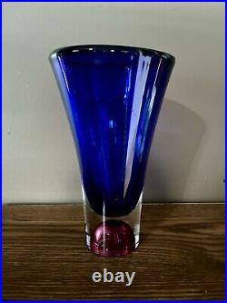 Kosta Boda Swedish Art Glass Vase Goran Warff Signed Numbered