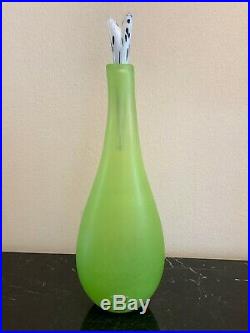 Kosta Boda Swedish Glass Gunnel Sahlin Green Decanter with Stopper