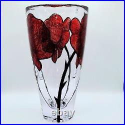 Kosta Boda Tattoo Vase Ludvig Lofgren Art Glass Red Roses Romantic Rock And Roll