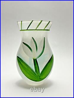 Kosta Boda Tulipa Glass Vase White Tulip 8 Ulrica Hydman-Vallien Sweden Signed