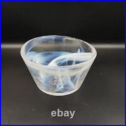 Kosta Boda UHV Glass Bowls Handcrafted Scandinavian Art Glass with Swirled Blue