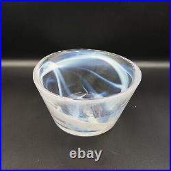 Kosta Boda UHV Glass Bowls Handcrafted Scandinavian Art Glass with Swirled Blue