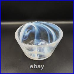 Kosta Boda UHV Glass Bowls Handcrafted Scandinavian Art Glass with Swirled Blue