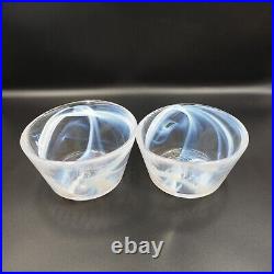 Kosta Boda UHV Glass Bowls Handcrafted Scandinavian Art Glass with Swirled Blue