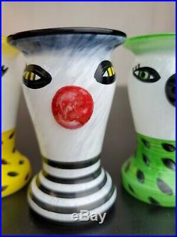 Kosta Boda Ulrica Hydman Hand-painted egg cups set of 3 Green, Black, Yellow