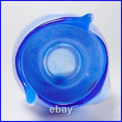 Kosta Boda Ulrica Hydman Vallien Blue Art Glass Cat Hand Painted Vase 10h