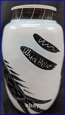 Kosta Boda Ulrica Hydman Vallien Hand Painted Black & White Vase