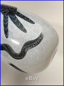 Kosta Boda Ulrica Hydman-Vallien Hand Painted Caramba Glass Vase Artist Signed