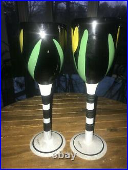 Kosta Boda Ulrica Hydman Vallien Tulip 10 Wine Glasses Goblets 99182 Pair