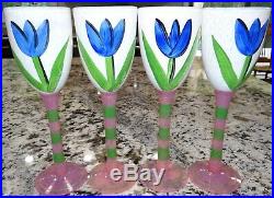 Kosta Boda Ulrica Hydman Vallien Tulip 10 Wine Glasses Goblets 99183 Set Of 4