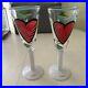 Kosta Boda. Ulrica Hydman Vallien Wine Glasses. Pair. 1980's Heart. Immaculate