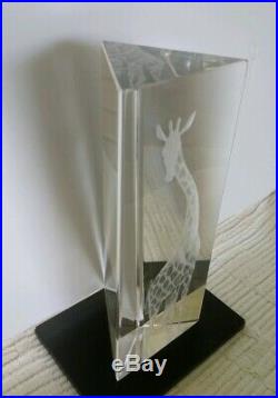 Kosta Boda VICKE LINDSTRAND Signed PRISMATIC Clear Art Glass GIRAFFE Sculpture