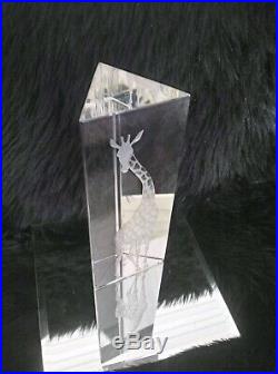Kosta Boda VICKE LINDSTRAND Signed PRISMATIC Clear Art Glass GIRAFFE Sculpture