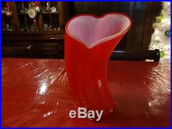 Kosta Boda Valentine Heart Glass Vase Spring 2009 Artist Signed 11-1/2 Rare