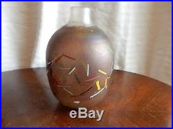 Kosta Boda Vallien Confetti Vase Signed and Numbered Brown Opalescent Excellent