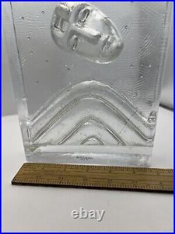 Kosta Boda Vallien Glass Block Sculpture Dreams Face See Description AS IS
