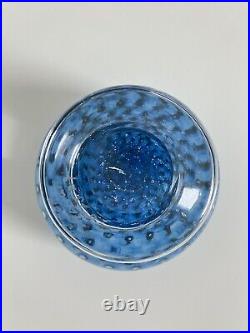 Kosta Boda Vase Bowl Glass Design Cirrus by Bertil Vallien Signed Blue Art