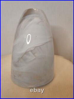 Kosta Boda Vase Handcrafted In Sweden Atoll White Swirl 8 Tall Heavy Bowl Vase