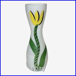 Kosta Boda Vase Yellow Tulip Hand Painted Ulrica Hydman Vallien 10 1/4 Flower